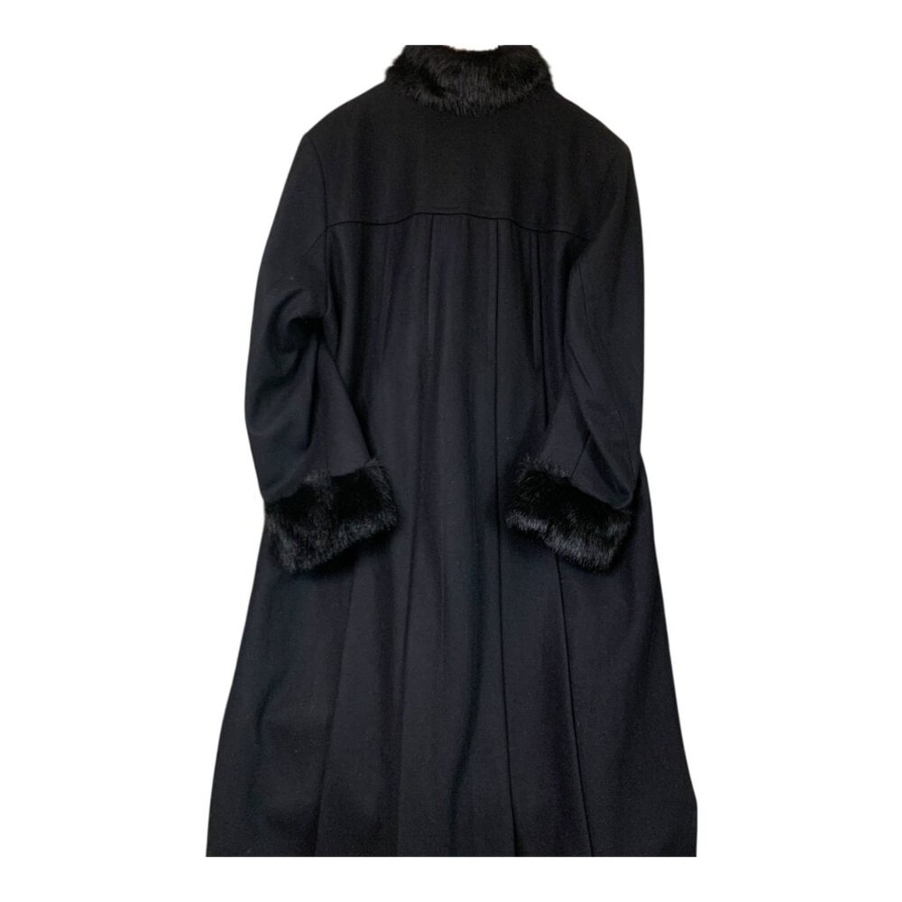 VTG Jonathan Michael Women's Black Wool Blend Long Coat Faux Fur Trim‎ Size 18W - Picture 5 of 15